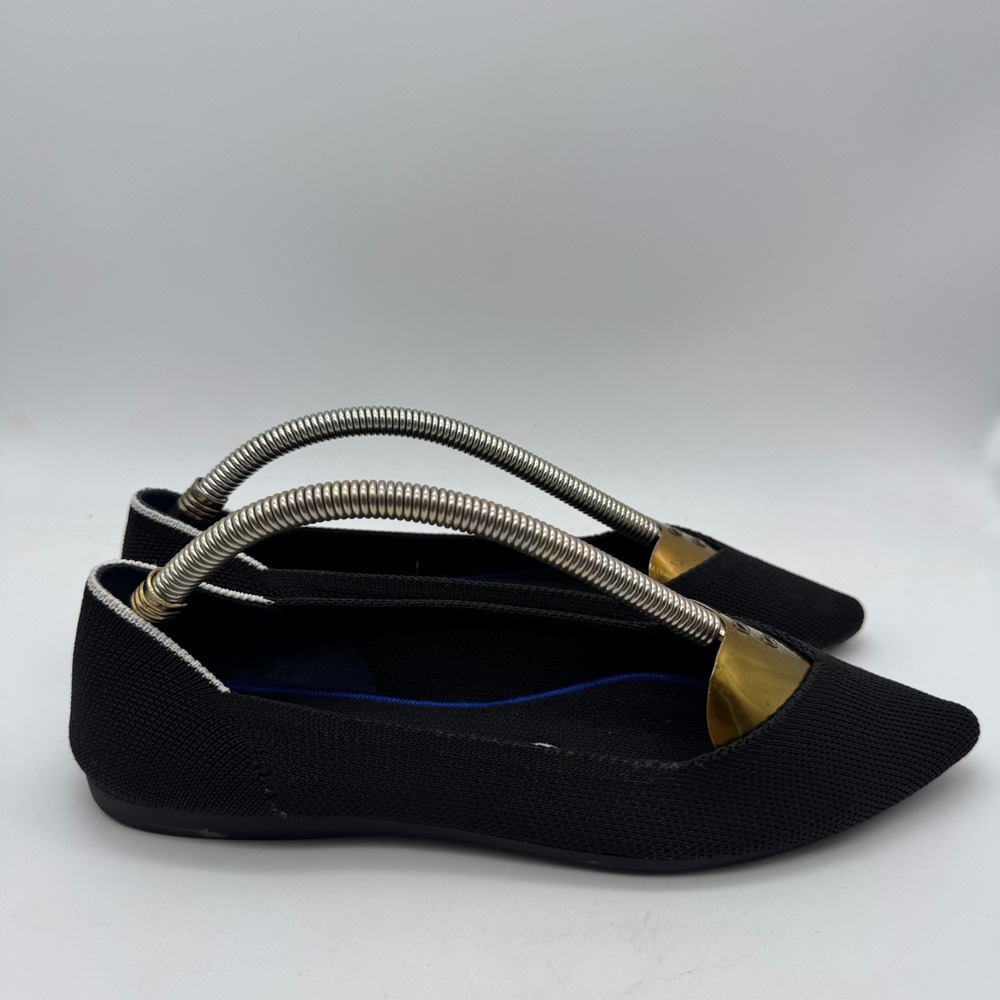 Rothy's Rare Retired Black White Halo The Point Ballet Flat Shoes Size 7
